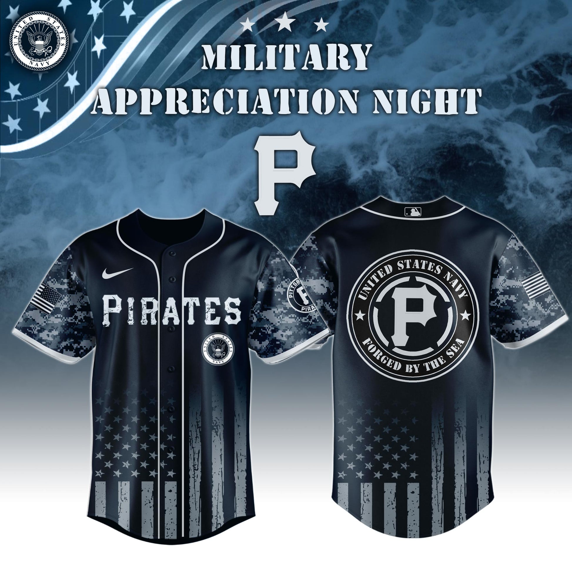 _Pittsburgh Pirates MLB x Navy Military Appreciation Night Jersey Editions Limited 2025 V5