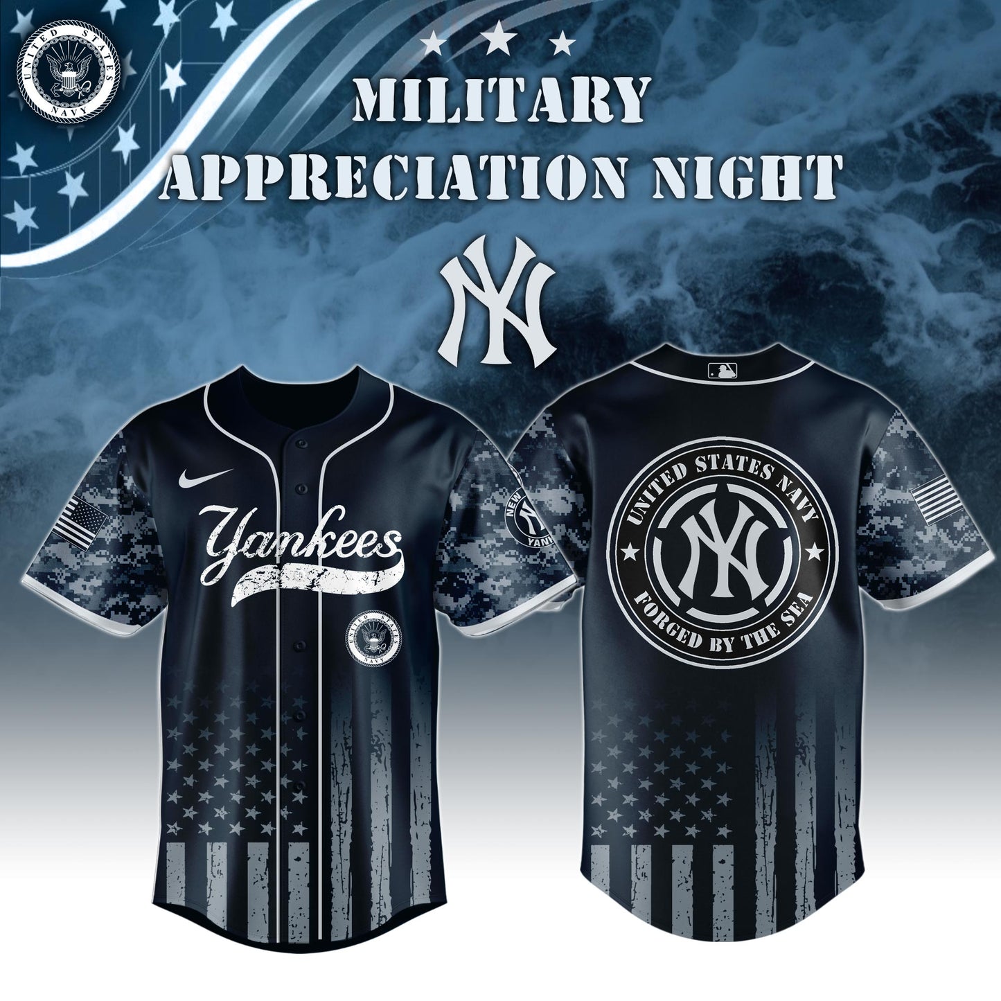_New York Yankees MLB x Navy Military Appreciation Night Jersey Editions Limited 2025 V5