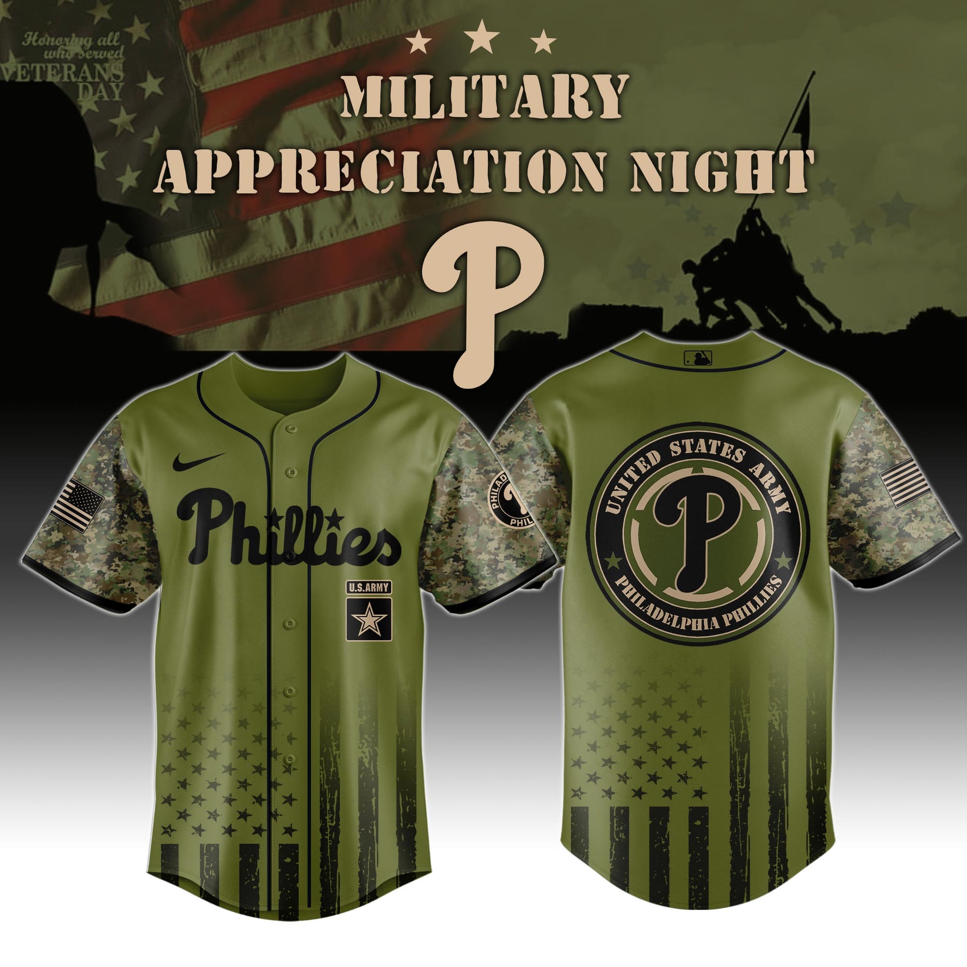_Philadelphia Phillies MLB x Army Military Appreciation Night Jersey Editions Limited 2025