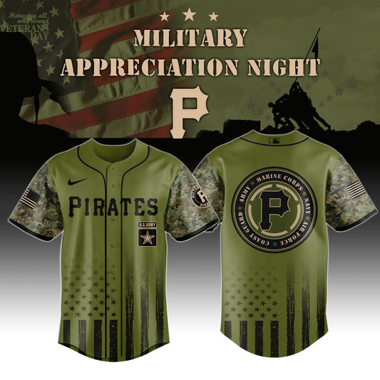 _Pittsburgh Pirates MLB x Military Appreciation Night (Army, Navy, USAF, USMC, USCG) Jersey Editions Limited 2025 V2