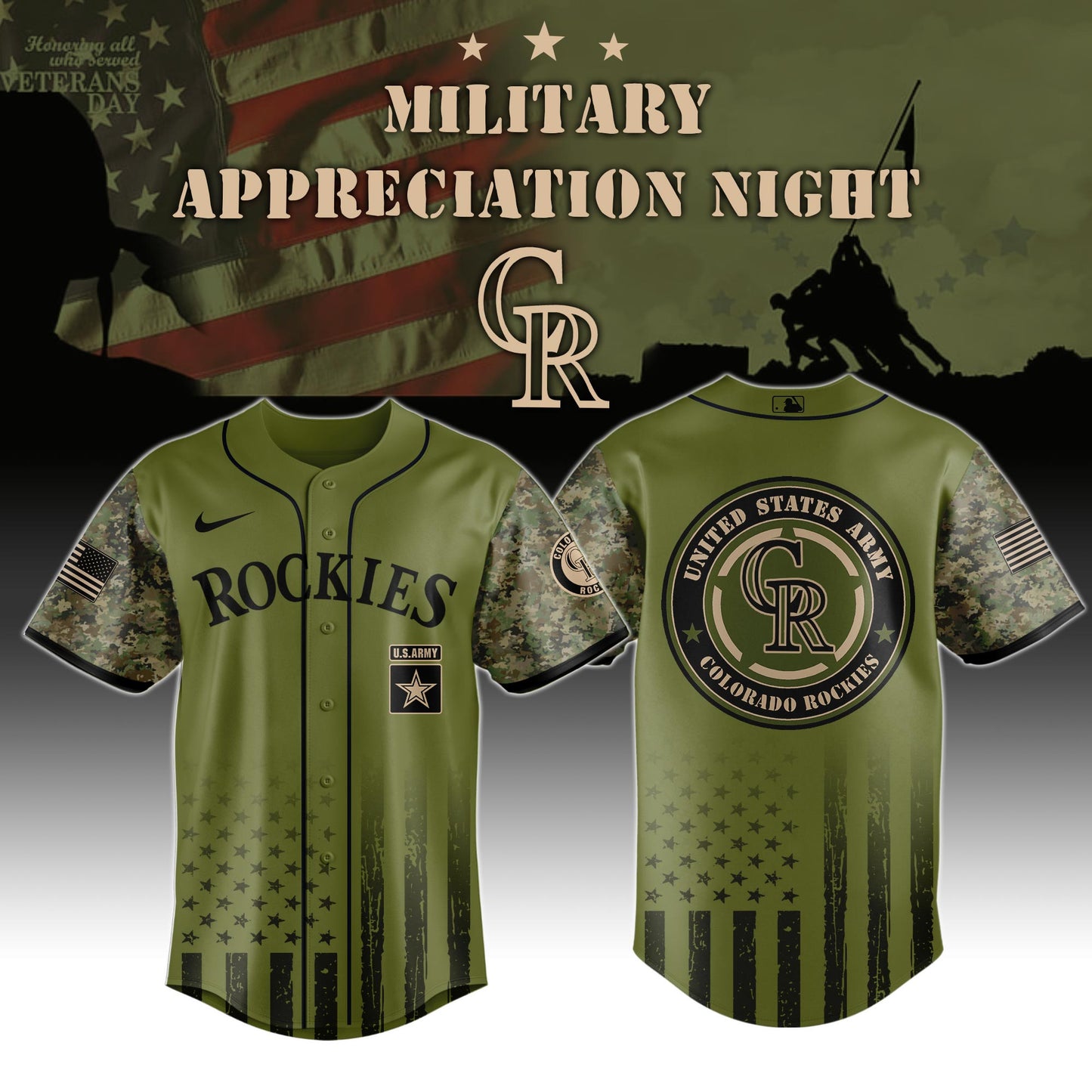 _Colorado Rockies MLB x Army Military Appreciation Night Jersey Editions Limited 2025