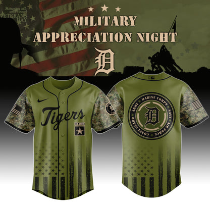 _Detroit Tigers MLB x Military Appreciation Night (Army, Navy, USAF, USMC, USCG) Jersey Editions Limited 2025 V2