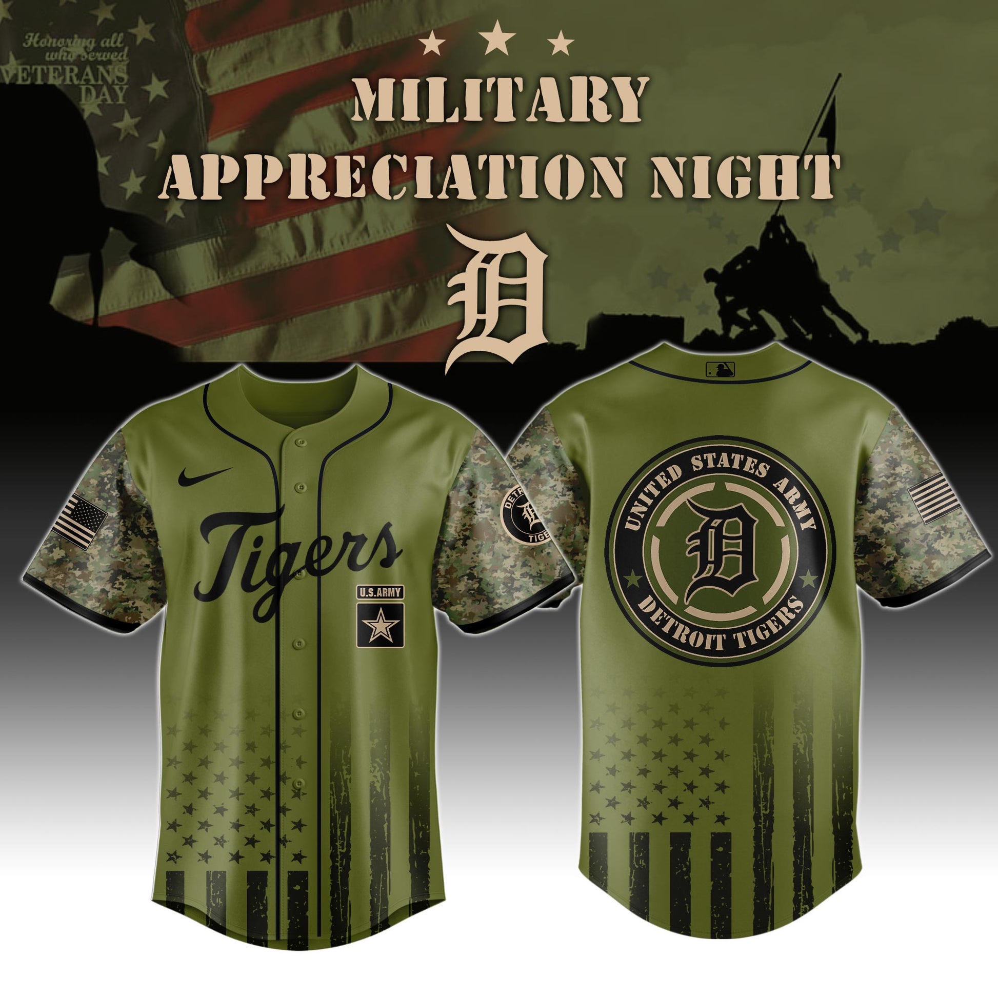 _Detroit Tigers MLB x Army Military Appreciation Night Jersey Editions Limited 2025