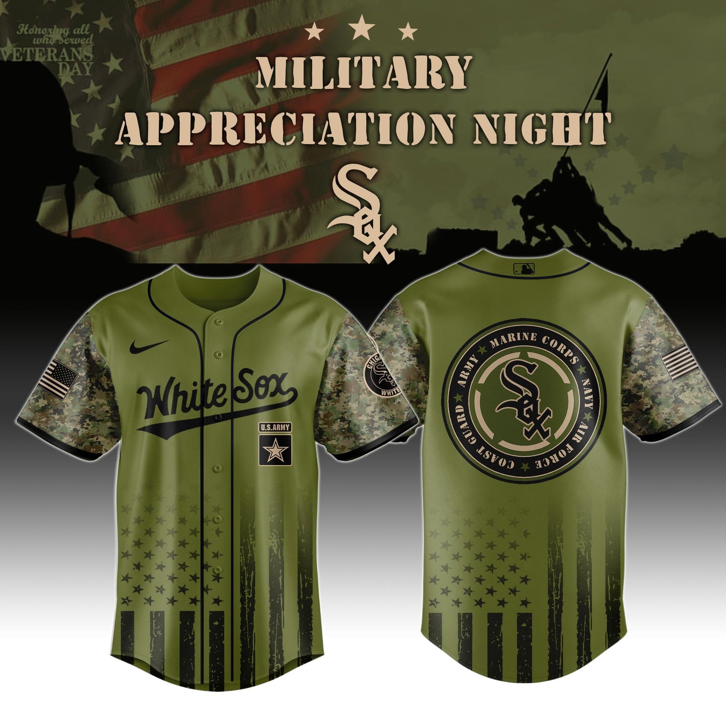 _Chicago White Sox MLB x Military Appreciation Night (Army, Navy, USAF, USMC, USCG) Jersey Editions Limited 2025 V2