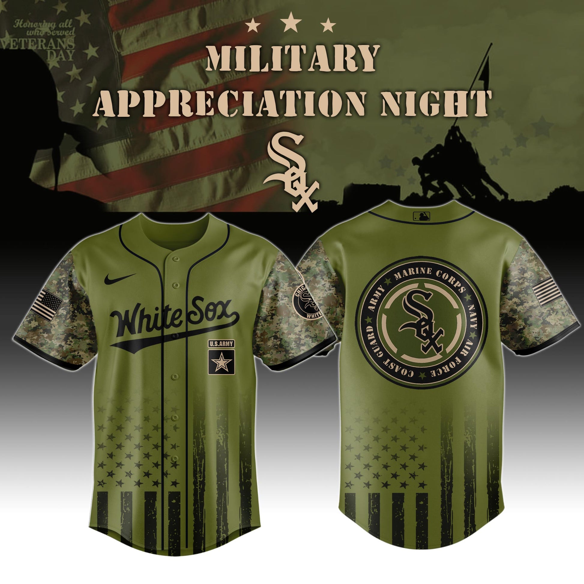 _Chicago White Sox MLB x Military Appreciation Night (Army, Navy, USAF, USMC, USCG) Jersey Editions Limited 2025 V2