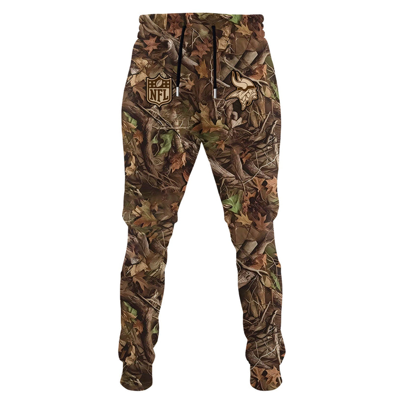 Premium Minnesota Vikings Merch - Minnesota Vikings  Football x Hunting Limited Edition Military Green Hoodie 2025 - Gear Up For Game Day