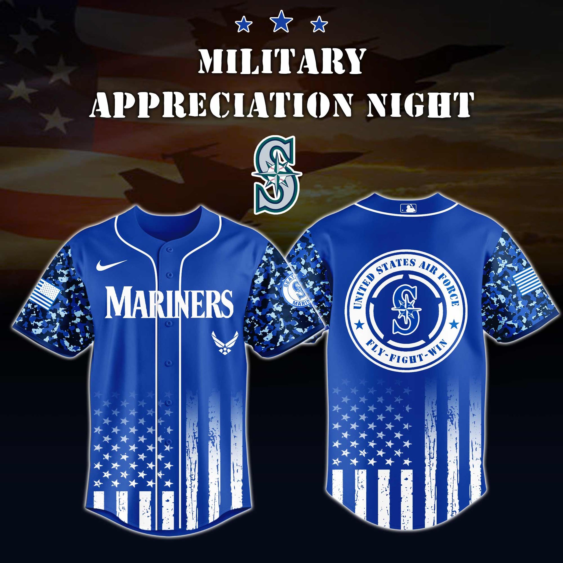 _Seattle Mariners MLB x Air Force Military Appreciation Night Jersey Editions Limited 2025 V4