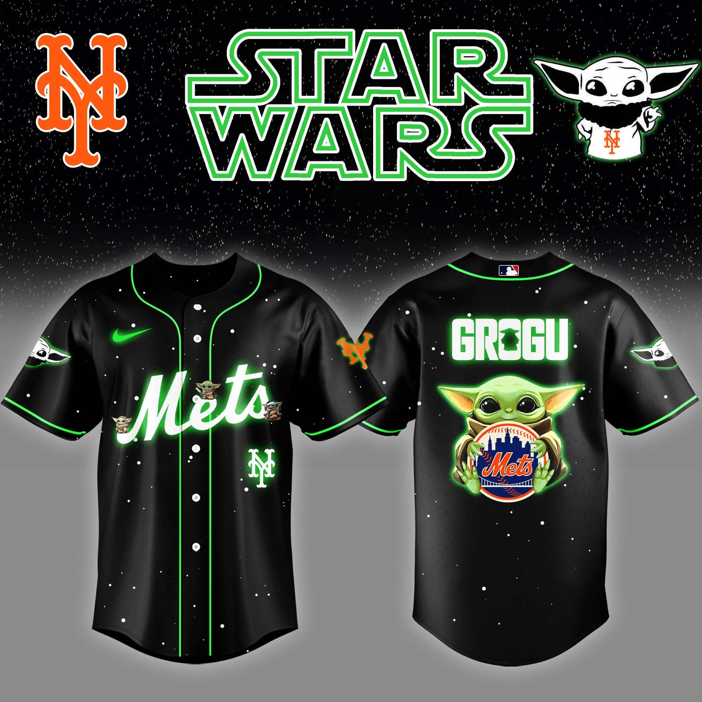 New York Mets x Stars Wars Grogu Night Baseball Jersey Editions Limited v3
