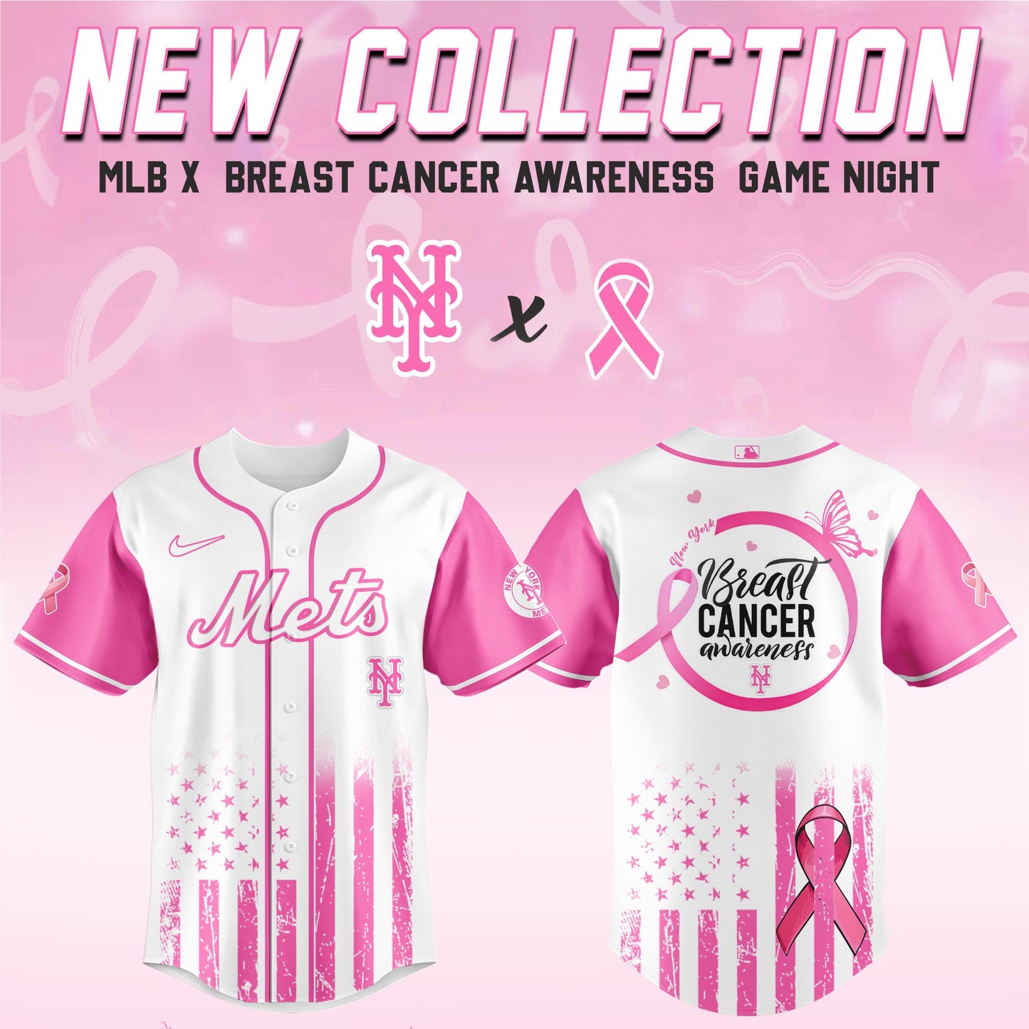 New York Mets x  Breast Cancer Awareness Game Night Jersey Editons Limited v2