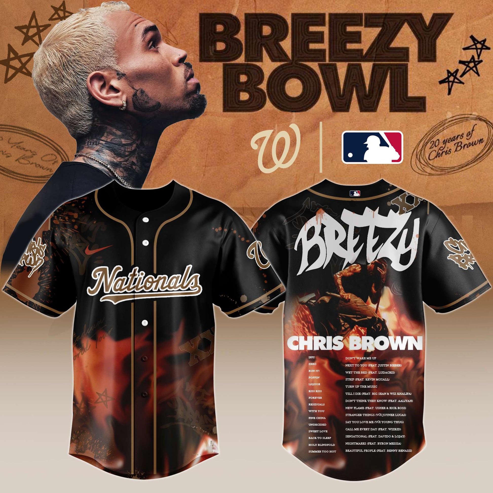 W Nationals x Chris Brown "Breezy Bowl XX Stadium World Tour" 2025 Jersey Editions Limited + Selling Out Fast