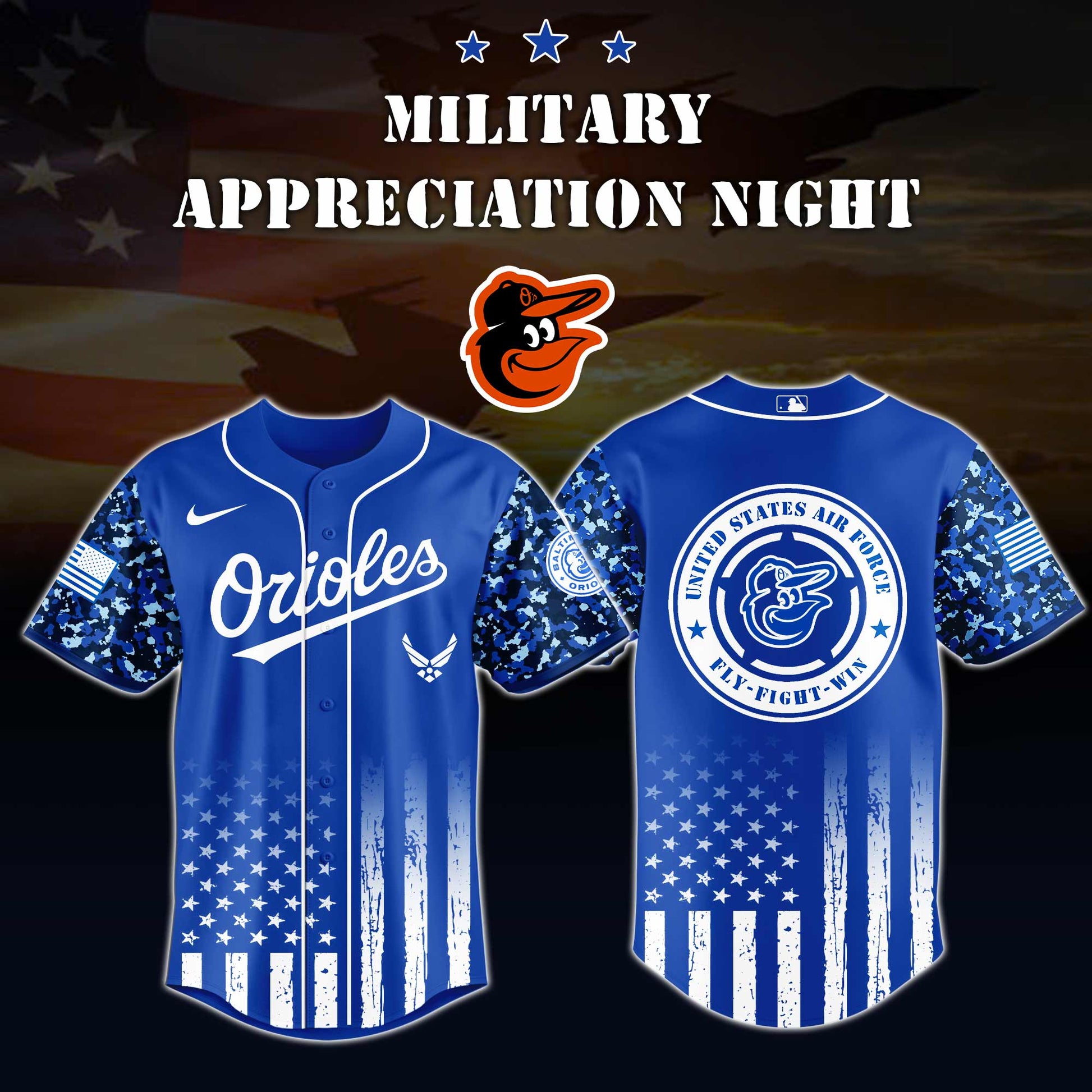 _Baltimore Orioles MLB x Air Force Military Appreciation Night  Jersey Editions Limited 2025 V4