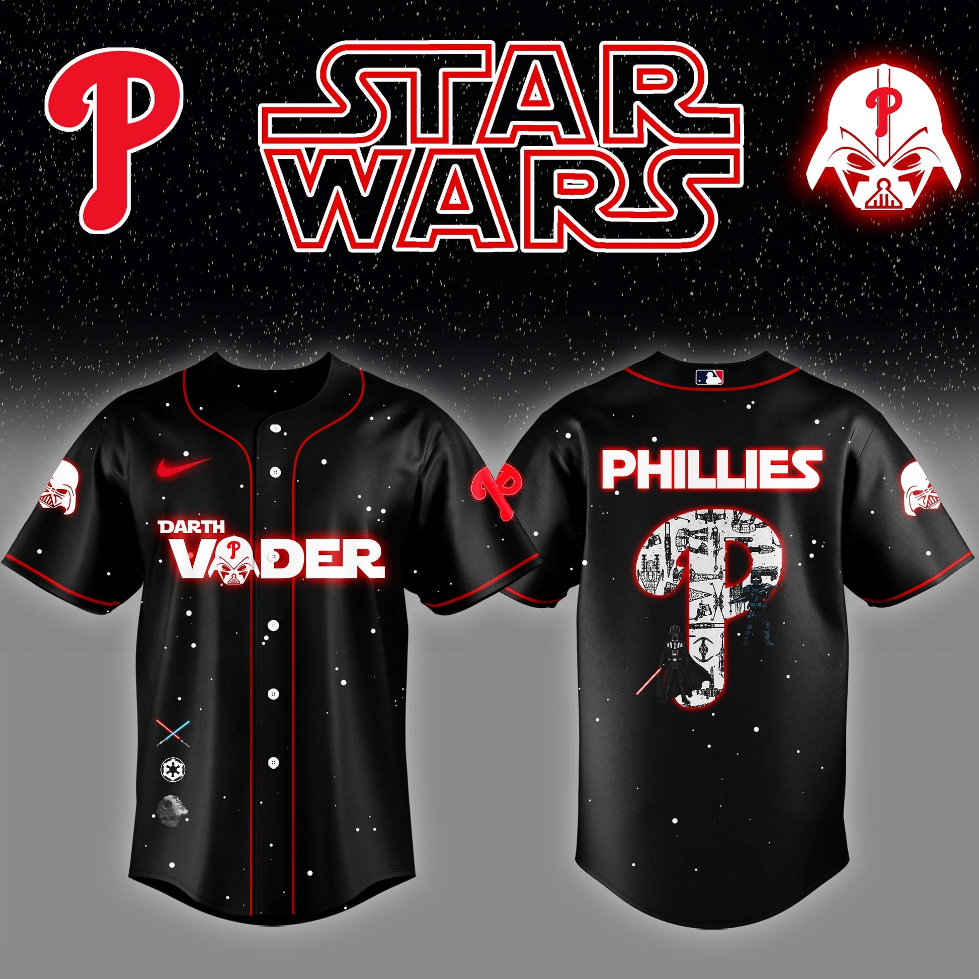 Philadelphia Phillies x Stars Wars Darth Vader Night Baseball Jersey Editions Limited v2
