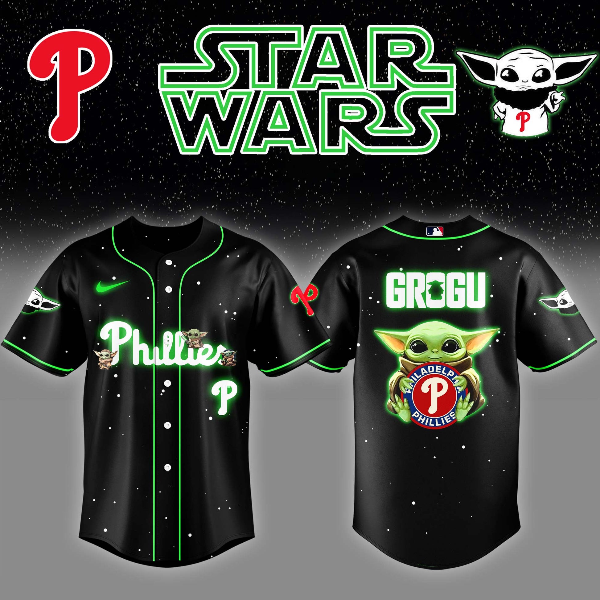 Philadelphia Phillies x Stars Wars Grogu Night Baseball Jersey Editions Limited v3