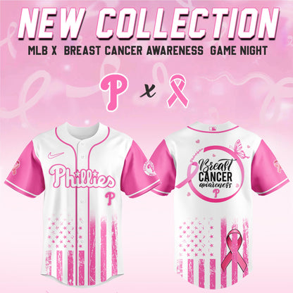 Philadelphia Phillies x  Breast Cancer Awareness Game Night Jersey Editons Limited v2
