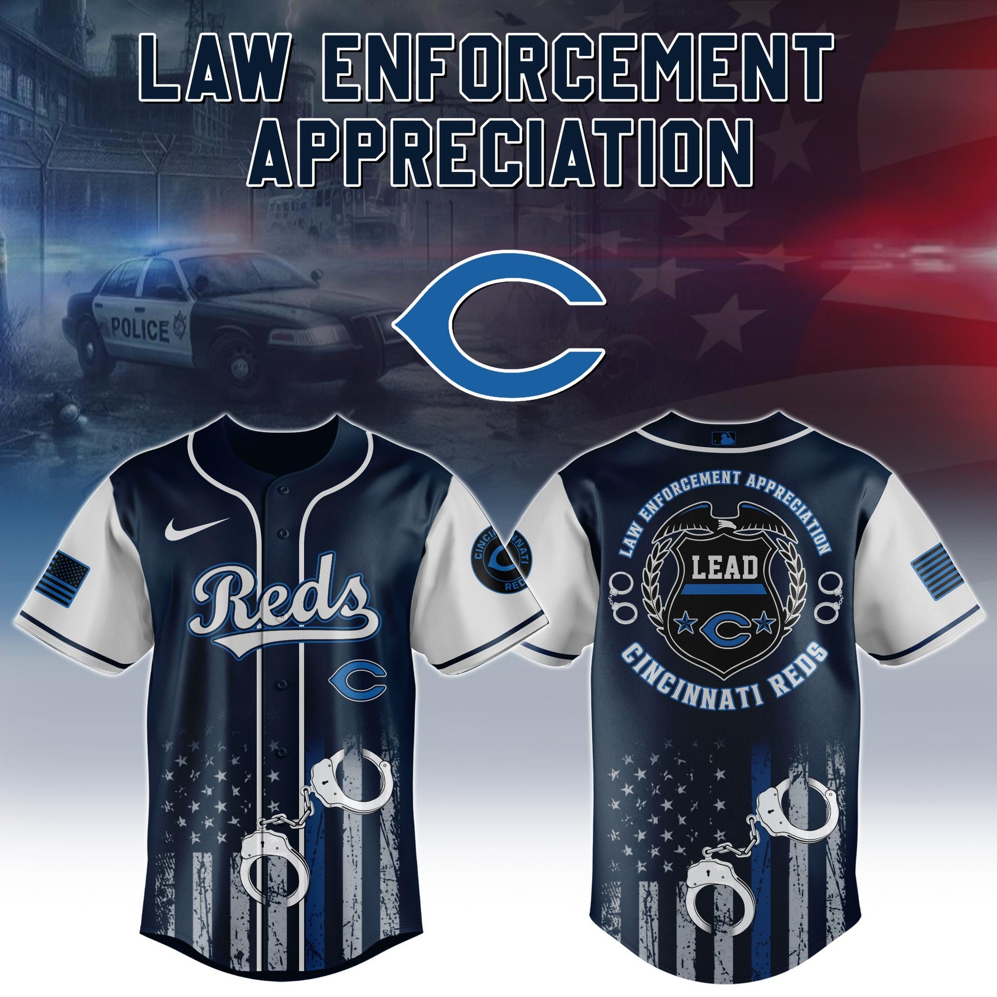 . Cincinnati Reds MLB x Law Enforcement Appreciation Day Jersey Limited