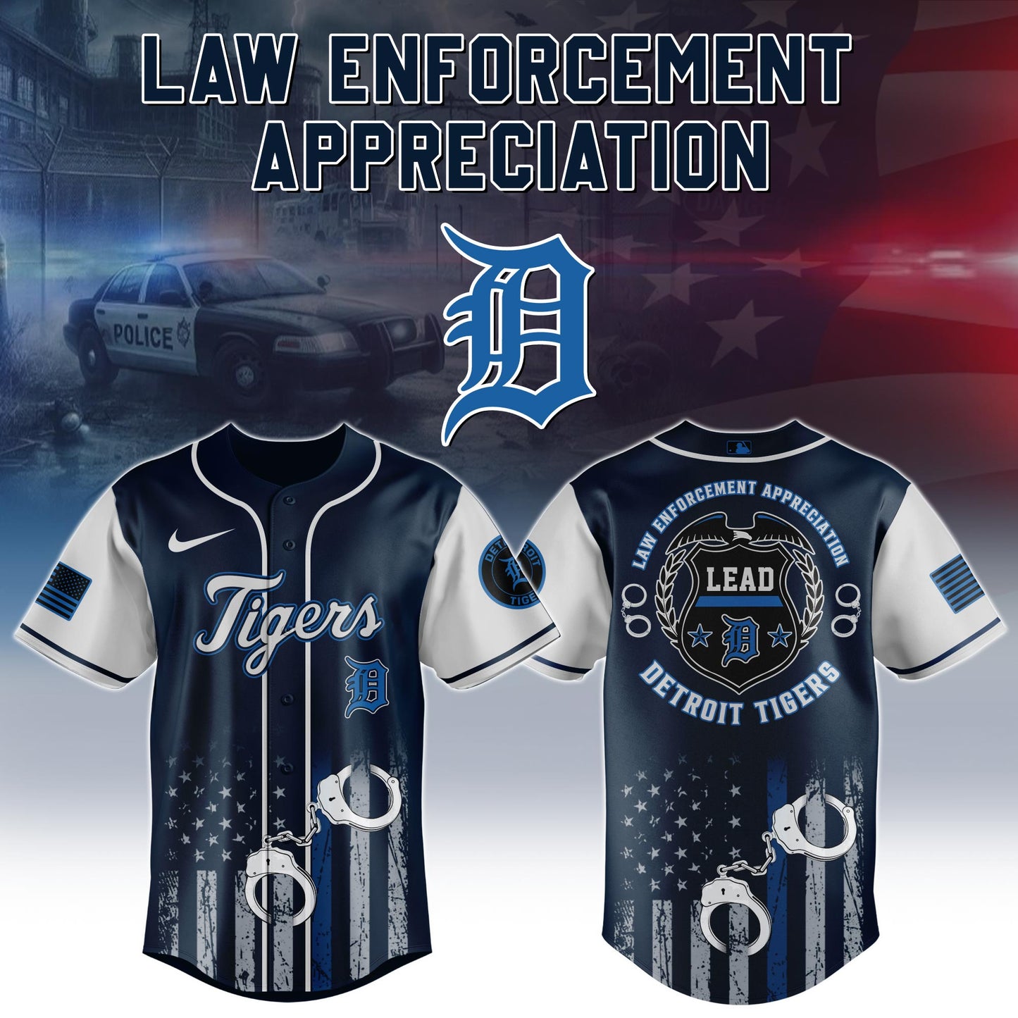 .  Detroit Tigers MLB x Law Enforcement Appreciation Day Jersey Limited