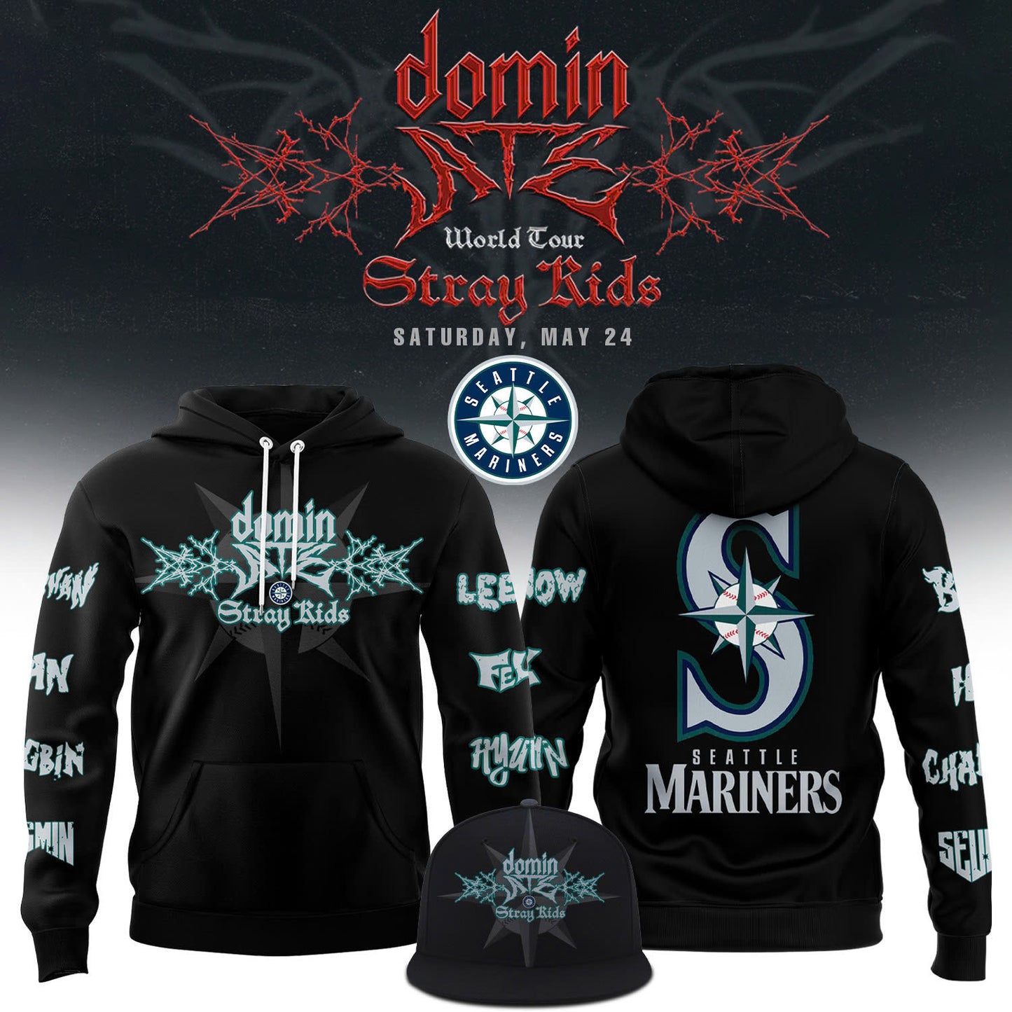 Seattle Mariners x Stray Kids 2025 Tour Hoodie