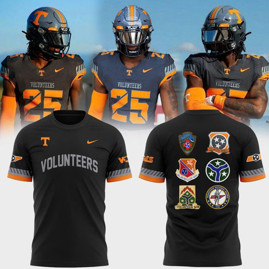 Special New Smoke Grey Tennessee Volunteers Spirit All Patchs T-Shirt