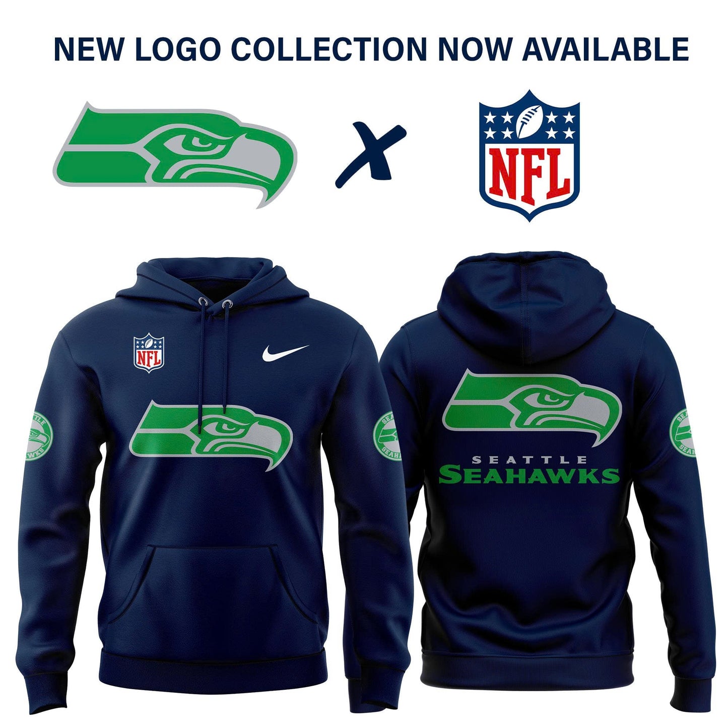 Seattle Seahawks Men's New Logo Hoodie (Navy)