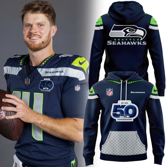 Seattle Seahawks 50 Seasons Patch 50th Annivesary Hoodie