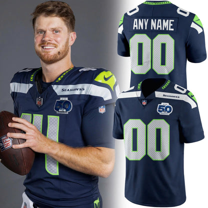 Seattle Seahawks 50 Seasons Patch 50th Annivesary Football Jersey