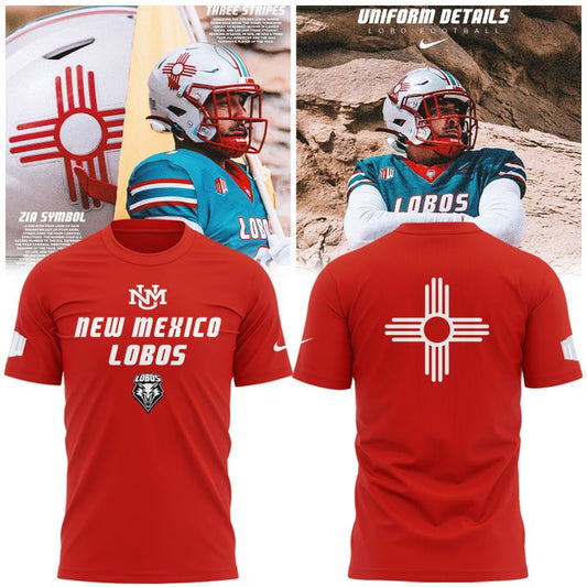 Special Edition New Mexico Lobos Wordmark Logo Uniform Tshirt - Red