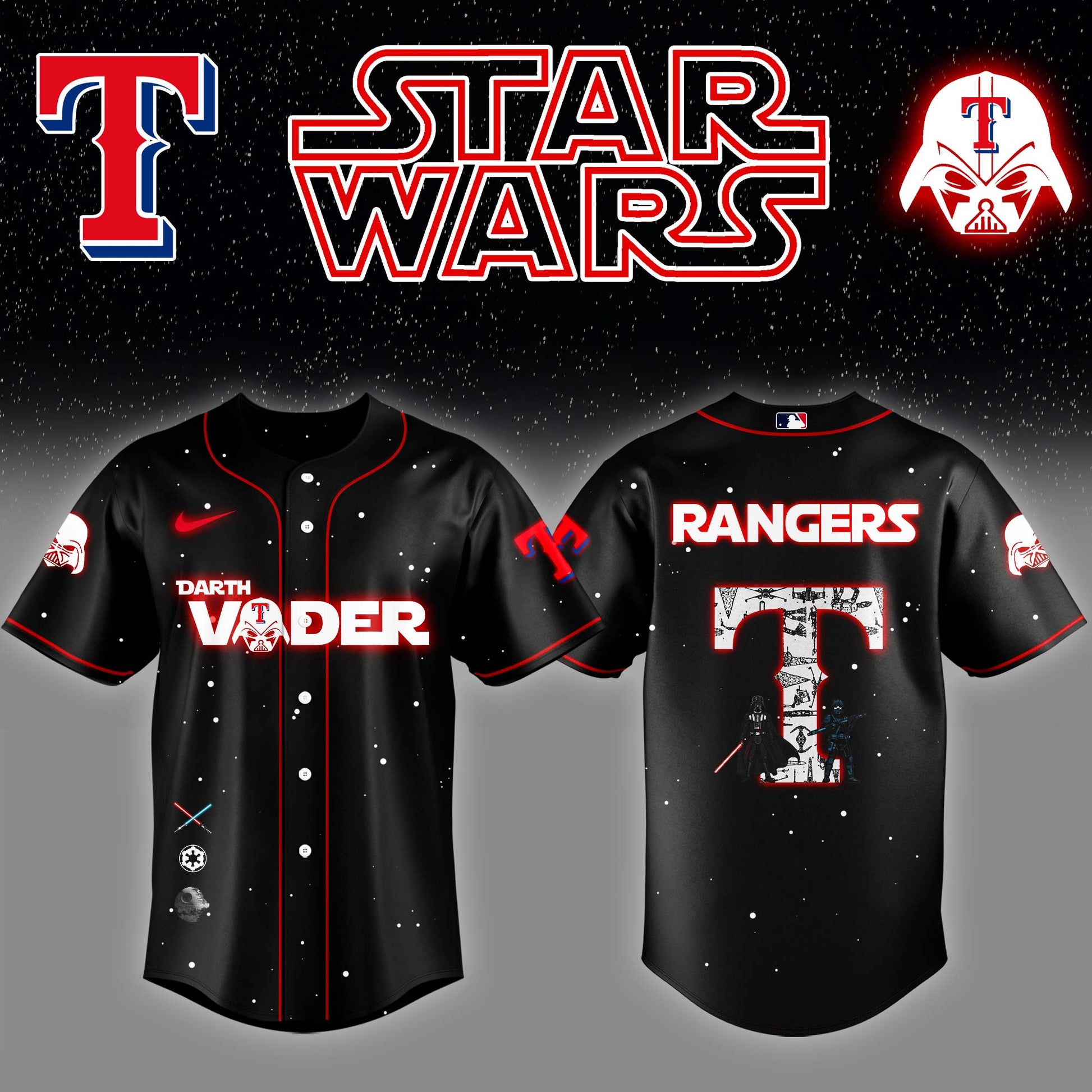 .Texas Rangers x Stars Wars Darth Vader Night Baseball Jersey Editions Limited v2