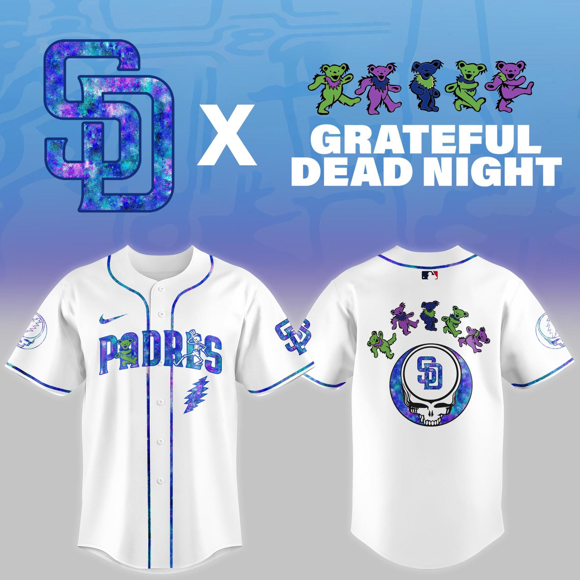 .San Diego Padres 2025 Grateful Dead Night Limited Jersey