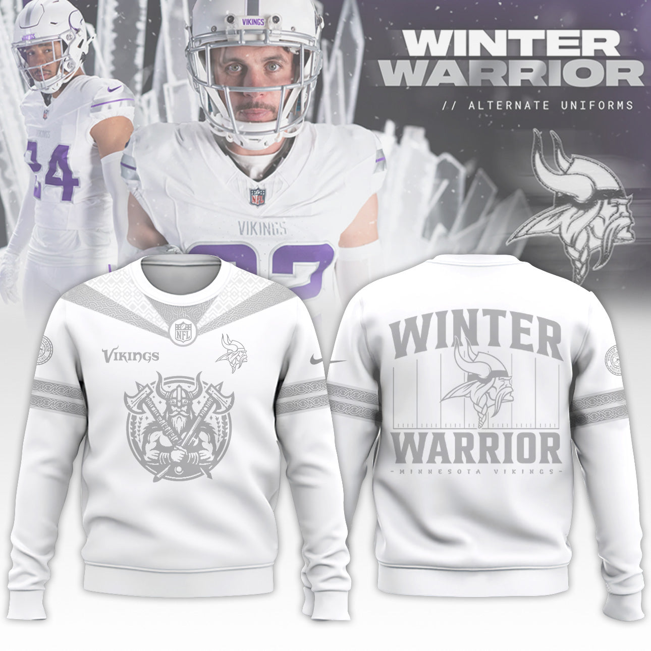 Premium Minnesota Vikings Merch - Minnesota Vikings Football Winter Warrior Limited Edition Sweatshirt 2025 - Gear Up For Game Day