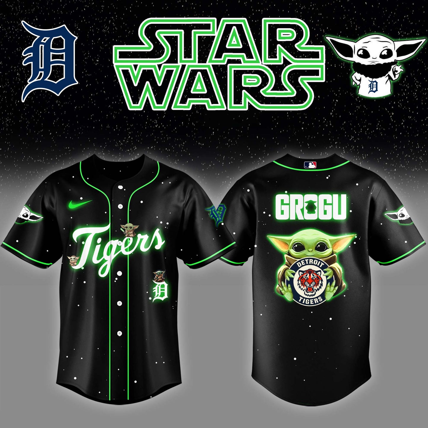 Detroit Tigers x Stars Wars Grogu Night Baseball Jersey Editions Limited v3
