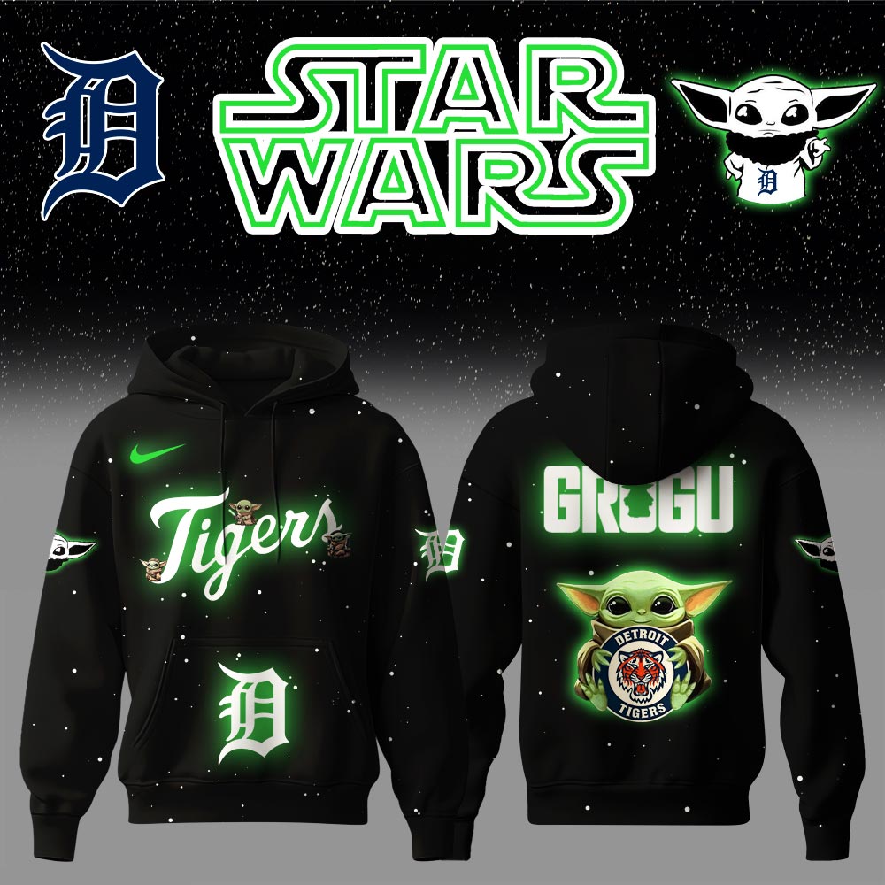Detroit Tigers  x Stars Wars Baby Yoda Game Night Hoodie Editions Limited