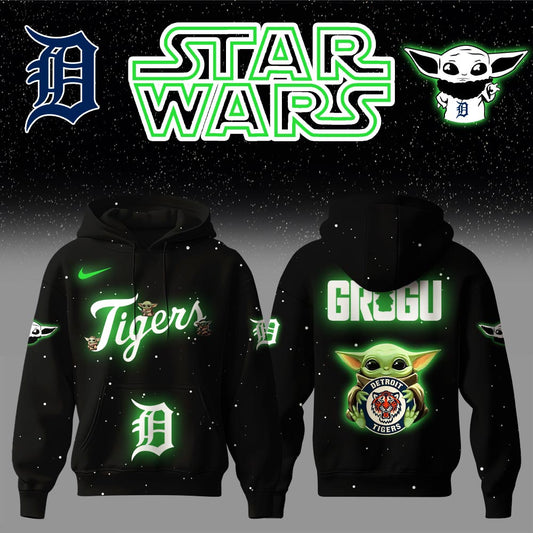 Detroit Tigers  x Stars Wars Baby Yoda Game Night Hoodie Editions Limited