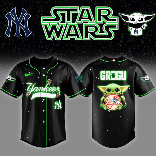 .New York Yankees x Stars Wars Grogu Night Baseball Jersey Editions Limited v3