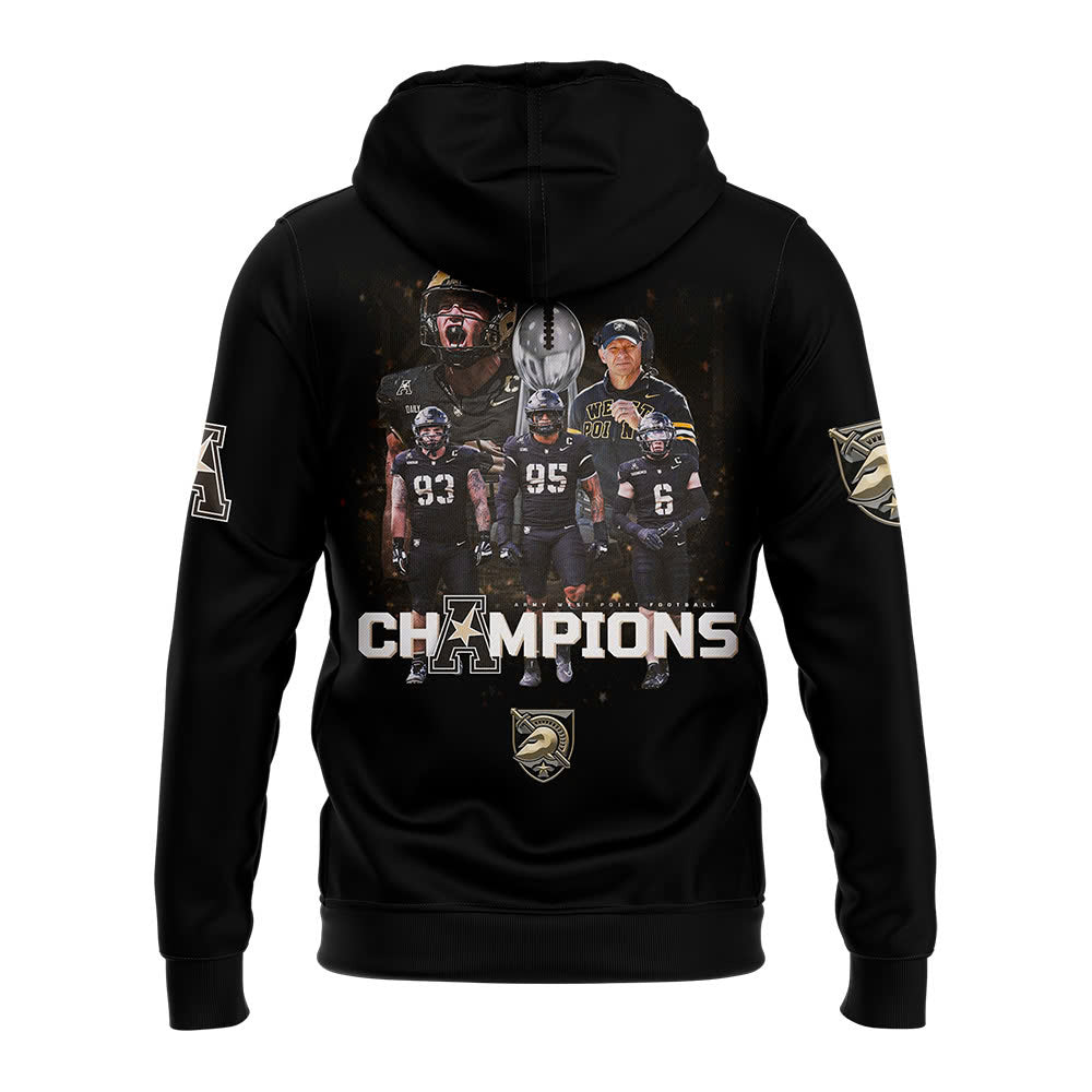 Men’s Army Black Knights Football 2024 ACC Champions Premium Limited Pullover Hoodie V2