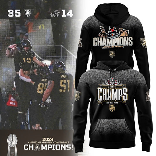 Men’s Army Black Knights Football 2024 ACC Champions Premium Limited Pullover Hoodie V3