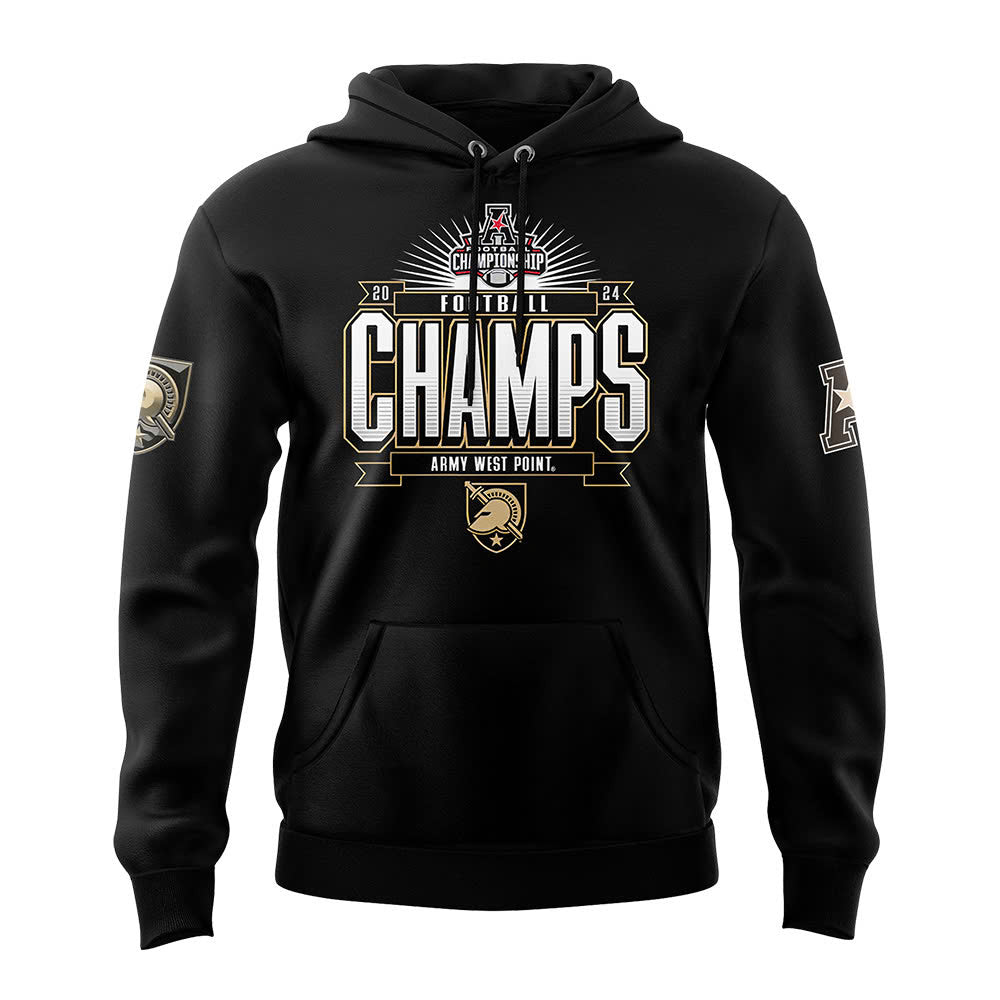 Men’s Army Black Knights Football 2024 ACC Champions Premium Limited Pullover Hoodie