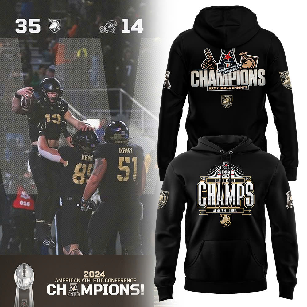 Men’s Army Black Knights Football 2024 ACC Champions Premium Limited Pullover Hoodie