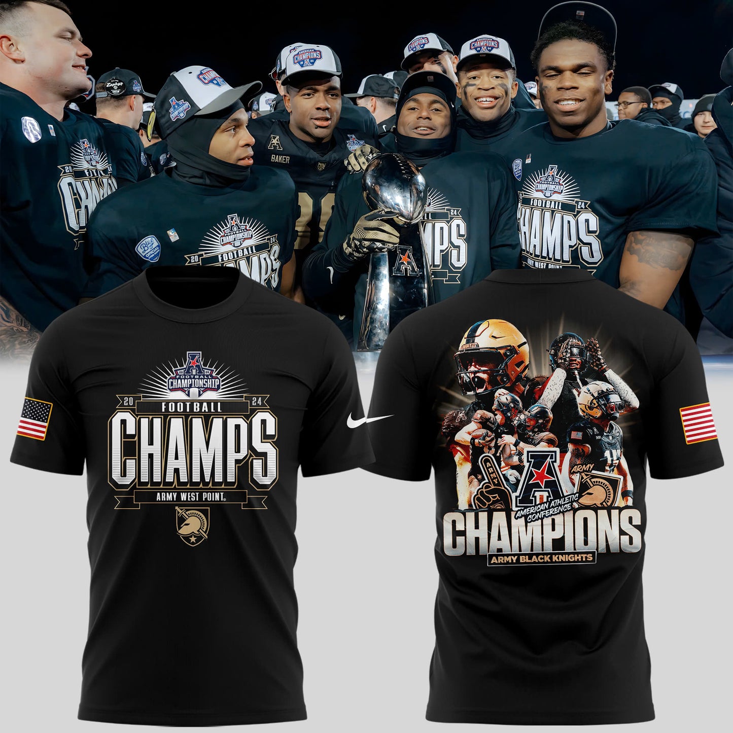 Men’s Army Black Knights Football 2024 ACC Champions Premium Limited Pullover TShirt