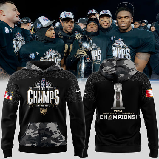 Men’s Army Black Knights Football 2024 ACC Champions Premium Limited Pullover Hoodie