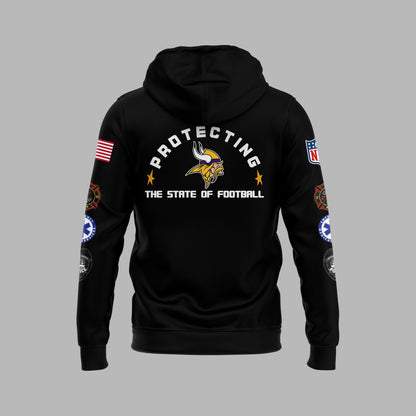 Premium Minnesota Vikings Merch - Minnesota Vikings 2025 First Responders Day Premium Limited Pullover Hoodie - Gear Up For Game Day