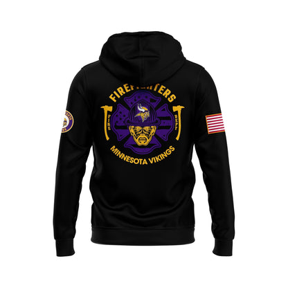 Premium Minnesota Vikings Merch - Minnesota Vikings x 2025 Firefighter Appreciation Night Premium Limited Pullover Hoodie - Gear Up For Game Day