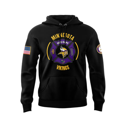 Premium Minnesota Vikings Merch - Minnesota Vikings x 2025 Firefighter Appreciation Night Premium Limited Pullover Hoodie - Gear Up For Game Day