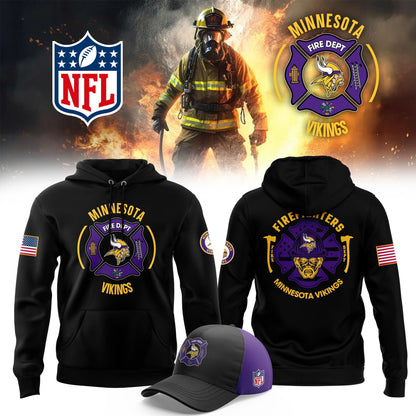 Premium Minnesota Vikings Merch - Minnesota Vikings x 2025 Firefighter Appreciation Night Premium Limited Pullover Hoodie - Gear Up For Game Day