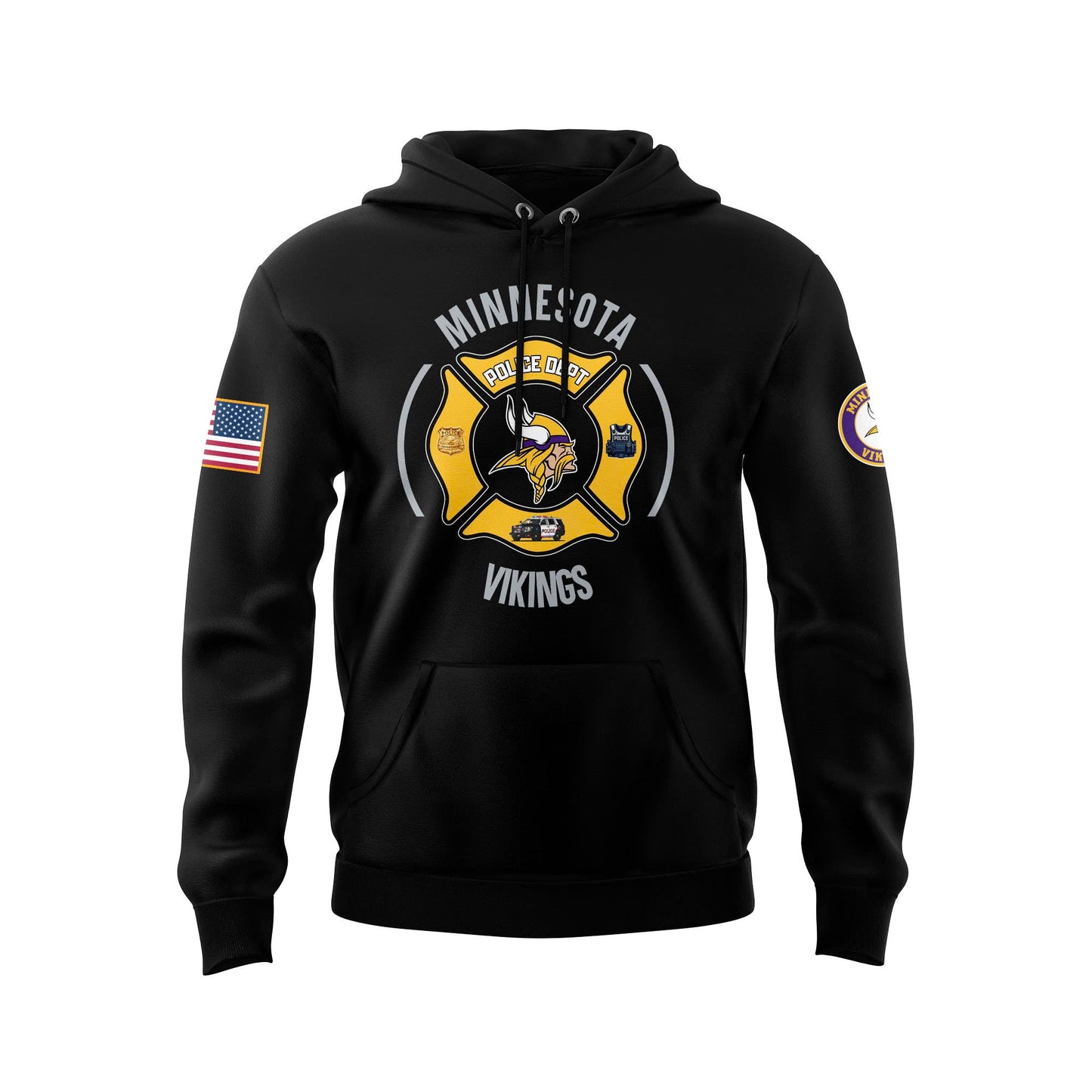 Premium Minnesota Vikings Merch - Minnesota Vikings 2025 First Responders Law Enforcement Appreciation Day Premium Limited Pullover Hoodie - Gear Up For Game Day