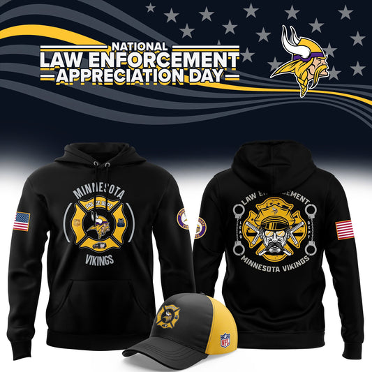 Premium Minnesota Vikings Merch - Minnesota Vikings 2025 First Responders Law Enforcement Appreciation Day Premium Limited Pullover Hoodie - Gear Up For Game Day