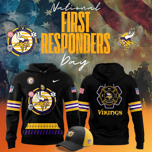 Premium Minnesota Vikings Merch - Minnesota Vikings Football 2025 National First Responders Law Enforcement Appreciation Day Premium Limited Pullover Hoodie - Gear Up For Game Day