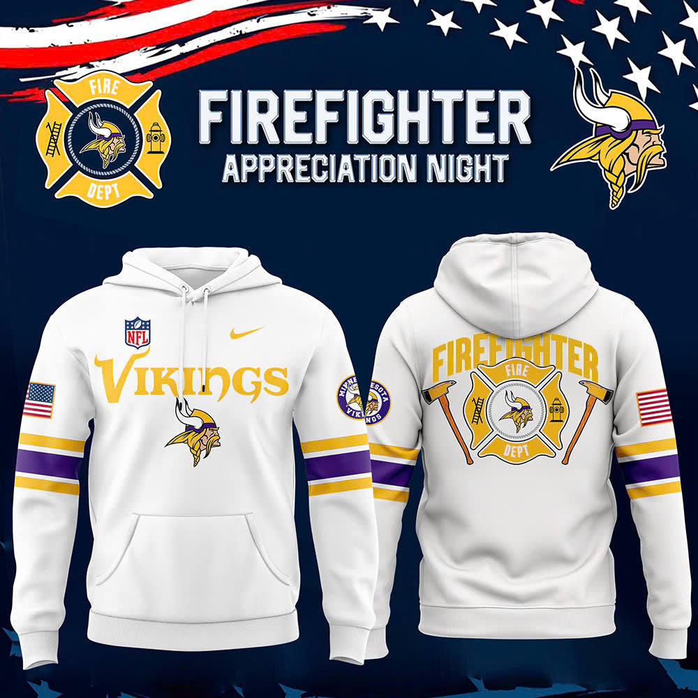 Premium Minnesota Vikings Merch - Minnesota Vikings x 2025 Firefighter Appreciation Night Premium Limited Hoodie - Gear Up For Game Day