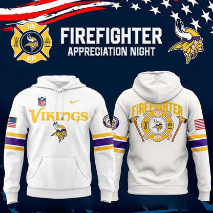 Premium Minnesota Vikings Merch - Minnesota Vikings x 2025 Firefighter Appreciation Night Premium Limited Hoodie - Gear Up For Game Day
