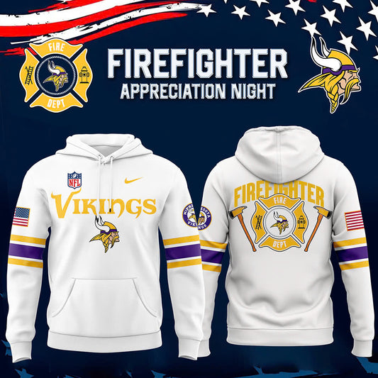 Premium Minnesota Vikings Merch - Minnesota Vikings x 2025 Firefighter Appreciation Night Premium Limited Hoodie - Gear Up For Game Day