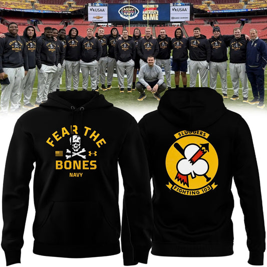 Special New Sluggers 103 Fear The Bones Navy Football Hoodie